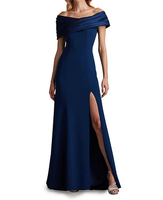 Tadashi Shoji Dalton Contrast Off-Shoulder Gown
