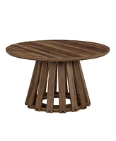 Tribesigns 31.5" Round Coffee Table, Farmhouse Circle Coffee Table with Slatted Base, Rustic Wood Accent Center Table for Living Room