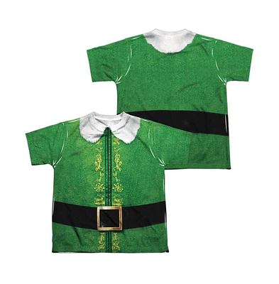 Elf Boys Buddy Costume (Front/Back Print) Short Sleeve Poly Crew Tee / T-Shirt