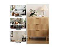 gaomon Modern 3 Drawer Dresser for Bedroom with Gold Handle and Large Drawer, Wood Double Chest of Drawers and Storage Organizer for Living Room