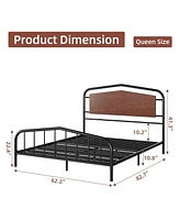 gaomon Platform Bed Frame with Wooden Headboard