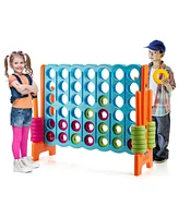 Gymax Giant 4 in A Row Jumbo 4-to-Score Game Set Kids Adults w/ 42 Jumbo Rings