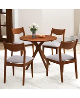 Gymax Wooden Dining Chair Set of w/ Rubber Wood Frame Wide Padded Seat
