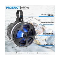 Pyle 5.25 Waterproof Bluetooth Off-Road Speaker System with Rgb Lights, 1000W