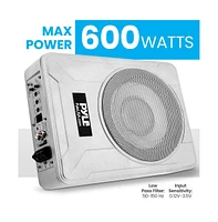 Pyle 8” 600W Slim Active Marine Subwoofer, Low-Profile, Waterproof Design