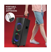 Pyle Dual 8” Portable Wireless Bt Speaker System with Tws, Rechargeable Battery, Led Display & Fm/Usb/Sd Input