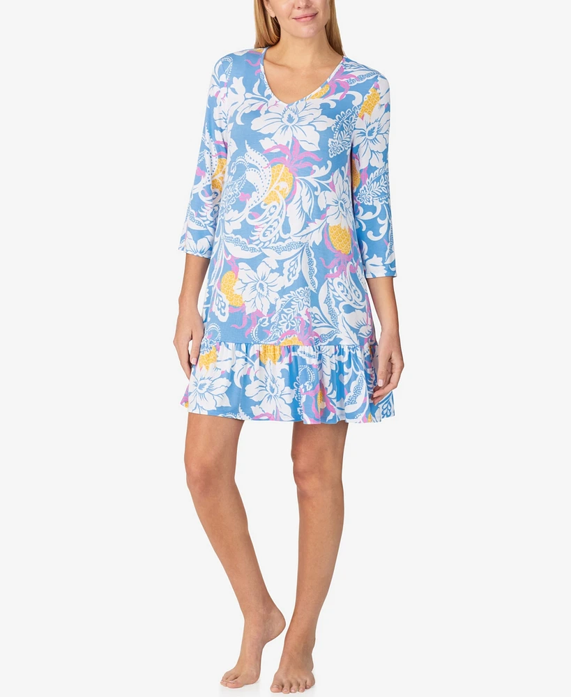 Ellen Tracy Women's 3/4 Sleeve Tunic Nightgown