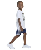 adidas Toddler & Little Boys Short-Sleeve Graphic T-Shirt 3-Stripe Shorts, 2 Piece Set