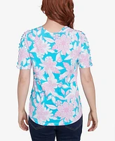 Ruby Rd. Petite Floral Oasis Ladder Sleeve T-Shirt