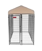 Lucky Dog Stay Series 4 x 8 x 6 Foot Roofed Steel Frame Villa Dog Kennel, Khaki