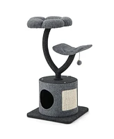 Gymax 35'' Cat Tree Tower 3-Layer Activity Center w/ Sisal Scratching Board & 2 Perches