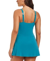 Beyond Control Women's Grommet-Detail Square-Neck Swim Dress
