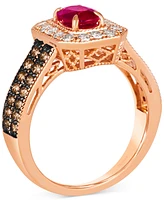 Le Vian Passion Ruby (5/8 ct. t.w.) & Diamond (3/4 ct. t.w.) Oval Double Row Ring in 14k Rose Gold