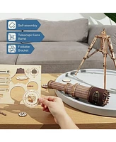 Robotime 3D Wooden Puzzles Diy Monocular Telescope Model Kit, Beige, 13"9.4"12.8"