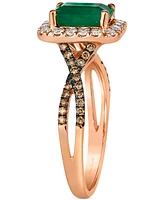 Le Vian New Emerald (1-1/5 ct. t.w.) & Diamond (1/2 ct. t.w.) Halo Twist Ring in 14k Rose Gold