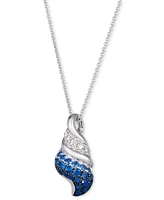 Le Vian Sapphire Ombre (3/8 ct. t.w.) & Diamond (1/20 ct. t.w.) Conch Shell Adjustable 20" Pendant Necklace in 14k White Gold