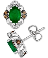 Le Vian New Emerald (5/8 ct. t.w.) & Diamond (1/4 ct. t.w.) Oval Stud Earrings in 14k White Gold