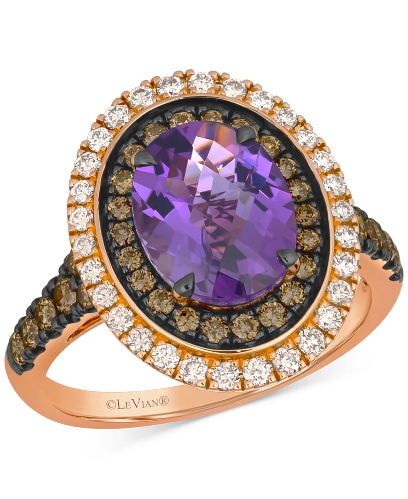 Le Vian Pink Amethyst (2-1/4 ct. t.w.), Nude Diamond (1/3 ct. t.w.) & Chocolate Diamond (1/2 ct. t.w.) Oval Ring in 14k Strawberry Gold