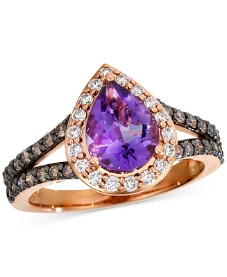 Le Vian Amethyst (1-1/5 ct. t.w.), Nude Diamond (1/4 ct. t.w.) & Chocolate Diamond (3/8 ct. t.w.) Pear-Shaped Ring in 14k Strawberry Gold