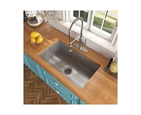 Casainc 32inch L x 19inch W Single Bowl Fireclay Undermount Kitchen Sink with Grid