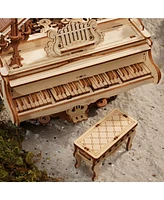 Robotime 3D Wooden Puzzle Magic Piano Mechanical Music Box, Beige, 6.7"5.5"5