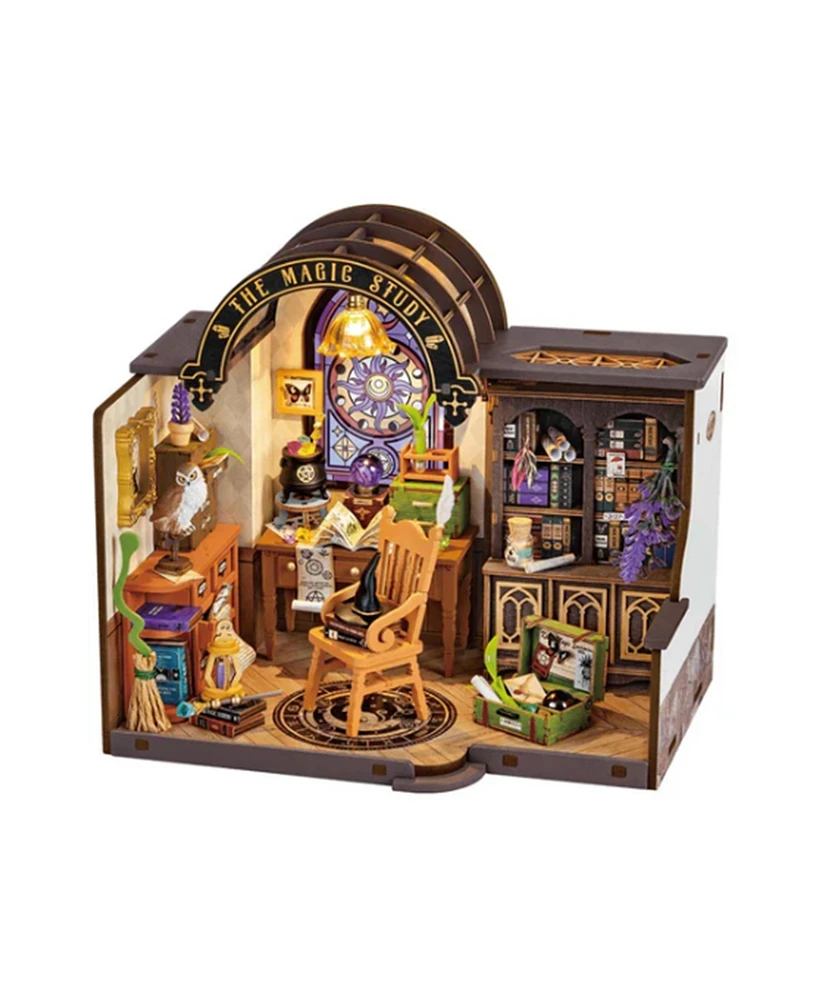 Robotime 3D Wooden Puzzle The Magic Study Diy Miniature House Gifts for Girls Boys Adult, 8.27"5.12"7.48