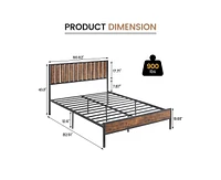 gaomon Queen Bed Frame with Headboard and Footboard, Metal Bed Frame with 14 Heavy Duty Steel Slats, Metal Queen Bed Frame, Under-Bed Storage
