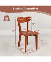 Gymax Solid Wood Dining Chair Set of w/ Curved Backrest & Rubber Wood Frame