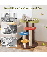 Gymax Cat Tree Mushroom Unique Multi-Level Cute Cat Tower w/ Scratching Post Indoor