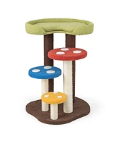 Gymax Cat Tree Mushroom Unique Multi-Level Cute Cat Tower w/ Scratching Post Indoor