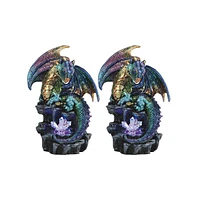 Fc Design "2-pc Set" 6.25"H Medieval Purple/Green Dragon with Led Light Up Faux Crystal Figurine Statue Ornament Home Room Office Decor and Perfect Id