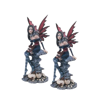 Fc Design "2-pc Set" 10.25"H Red Fairy with Baby Dragons Figurine Statue Ornament Home Room Office Decor and Perfect Ideas for Housewarming, Holidays