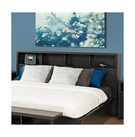 Slickblue Modern Bookcase Headboard in Washed Wood Finish For Beds