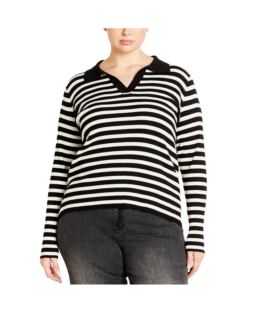 City Chic Plus Zola Stripe Sweater