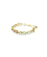 Swarovski Gema Mixed Cuts, Multicolored, Gold-Tone Plated Tennis Bracelet