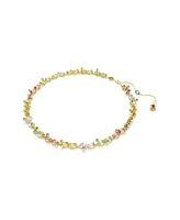 Swarovski Gema Gold-Tone Plated Mixed Cuts, Multicolored Tennis Necklace