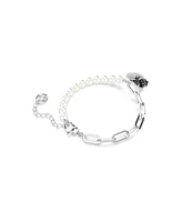 Swarovski Swan Black, Rhodium Plated, Crystal Chain Bracelet