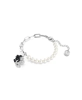 Swarovski Swan Black, Rhodium Plated, Crystal Chain Bracelet