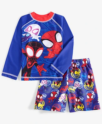 Spider-Man Toddler Boys Rash Guard & Swim Trunks Two-Piece Swimsuit