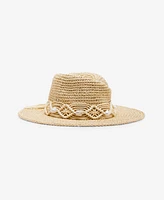 Steve Madden Embellished Braided Rope Panama Hat