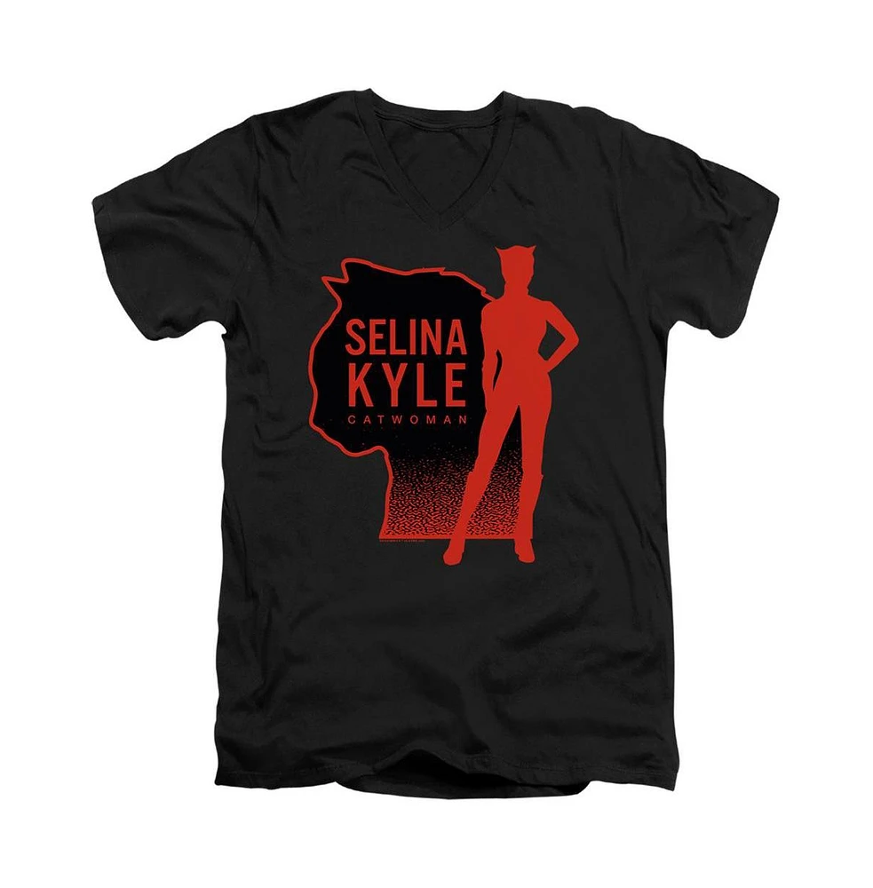 Batman Men's The Selina Kyle Catwoman Short Sleeve Adult V Neck Premium Cotton Tee / T-Shirt