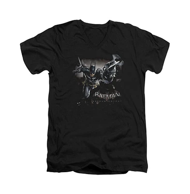 Batman Men's Arkham Knight Grapple Short Sleeve Adult V Neck Premium Cotton Tee / T-Shirt