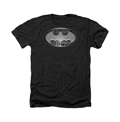 Batman Men's Steel Wall Shield Adult Heather Tee / T-Shirt