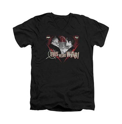Batman V Superman Men's This Means War Short Sleeve Adult Neck Premium Cotton Tee / T-Shirt