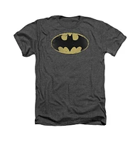 Batman Men's Distressed Shield Adult Heather Tee / T-Shirt