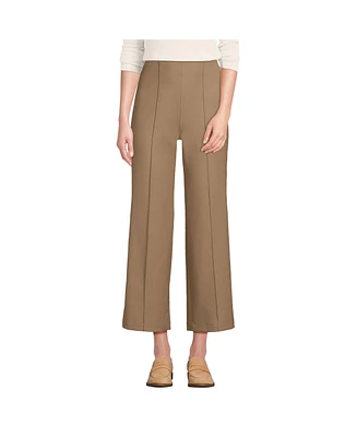 Lands' End Women's Bi Stretch High Rise Pintuck Wide Leg Crop Pants