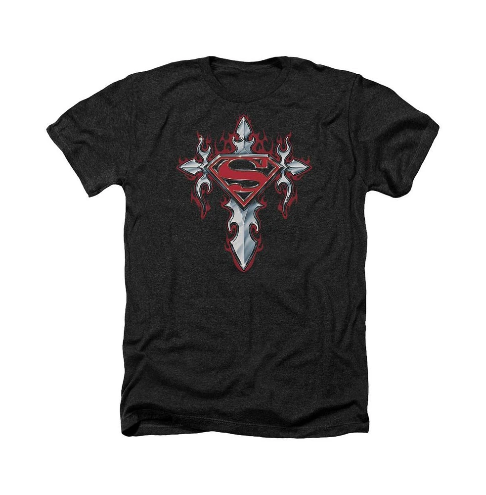 Superman Men's Gothic Steel Logo Adult Heather Tee / T-Shirt