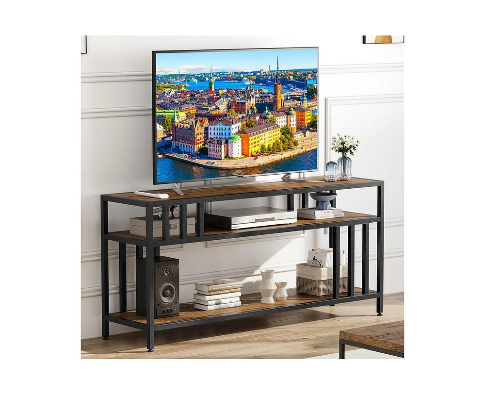 gaomon 58" Tv Stand for Tv up to 65 Inches, Entertainment Center with Open Storage Shelves