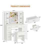gaomon Makeup Vanity Table with 7 Drawers and 6 Storage Shelves