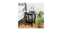 Slickblue Modern Nightstand End Table with Bottom Shelf in Wood Finish - Set of 2